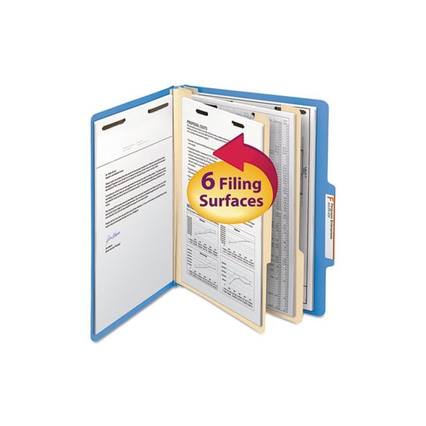 Smead Smead, COLORED TOP TAB CLASSIFICATION FOLDERS, 2 DIVIDERS, LETTER SIZE, BLUE, 10PK 14001 - main